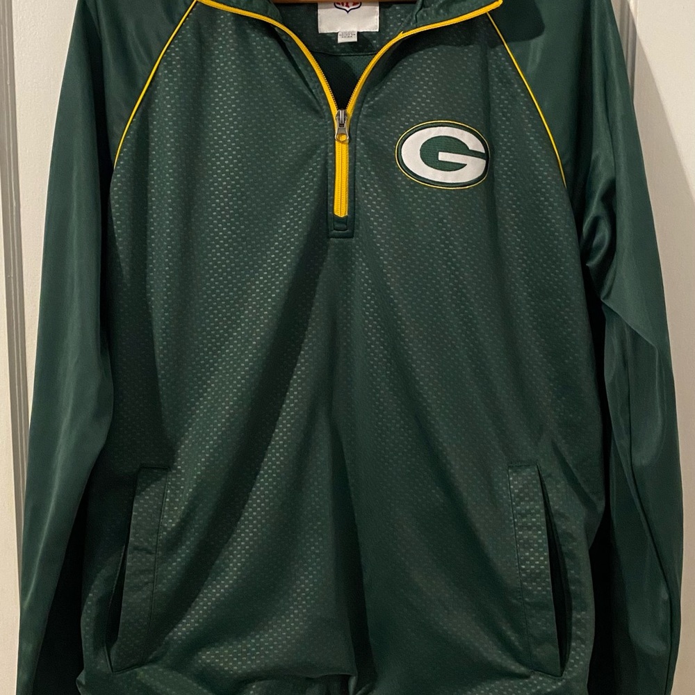 Green Bay Packers NFL Men’s Large 1/4 Zip Pullover Poly Stretch Pockets